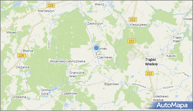 mapa Czerniewo, Czerniewo gmina Trąbki Wielkie na mapie Targeo